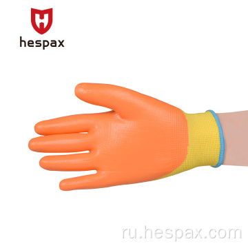 Hespax защитные перчатки бесшовные нитрил -ладонь с безопасным